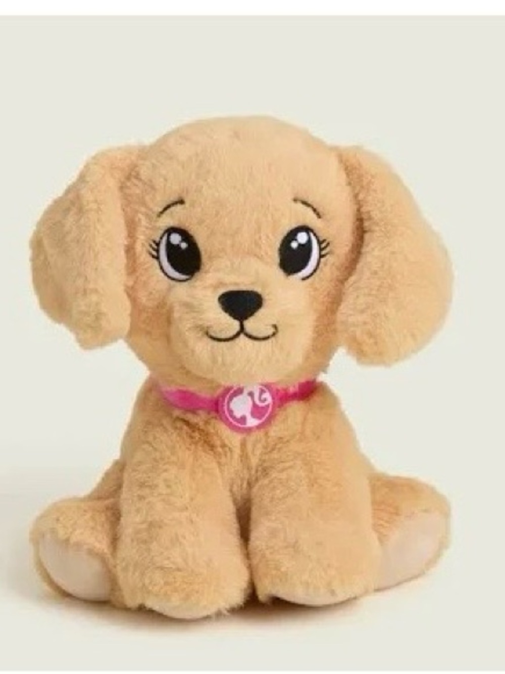Warmies Barbie Puppy Dog Taffy in Light Tan with Pink Collar.